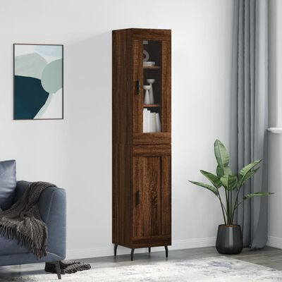 vidaXL Highboard brun eik 34,5x34x180 cm konstruert tre