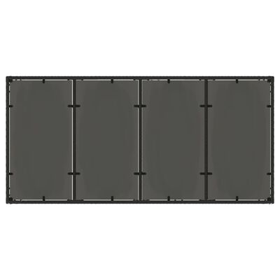 vidaXL Hagebord med glassplate svart 190x90x75 cm polyrotting