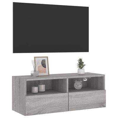 vidaXL Vegghengt TV-benk grå sonoma 80x30x30 cm konstruert tre