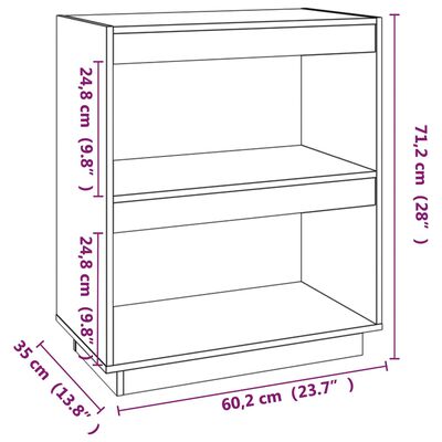 vidaXL Bokhylle svart 60x35x71 cm heltre furu