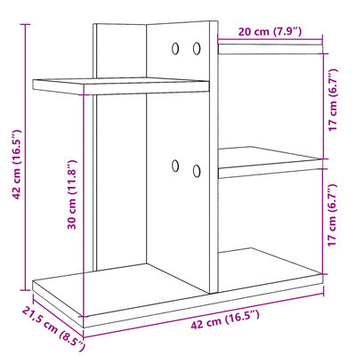 vidaXL Hylle til skrivebord svart 42x21,5x42 cm konstruert tre