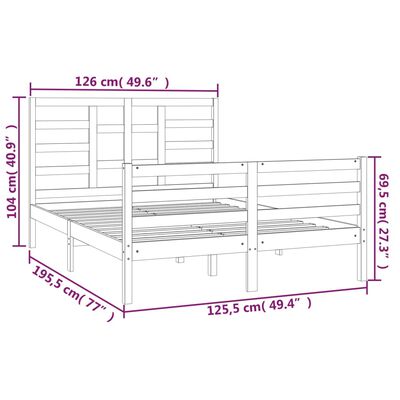 vidaXL Sengeramme honningbrun heltre 120x190 cm Small Double