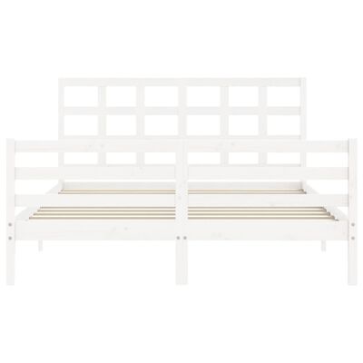 vidaXL Sengeramme med hodegavl hvit 5FT King Size heltre