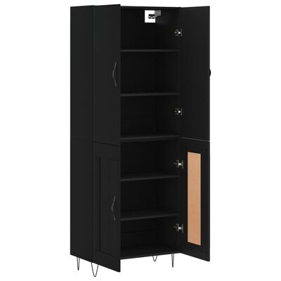 vidaXL Highboard svart 69,5x34x180 cm konstruert tre