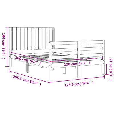 vidaXL Sengeramme med hodegavl svart 120x200 cm heltre