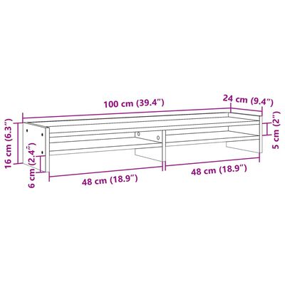 vidaXL Skjermstativ brun eik 100x24x16 cm konstruert tre