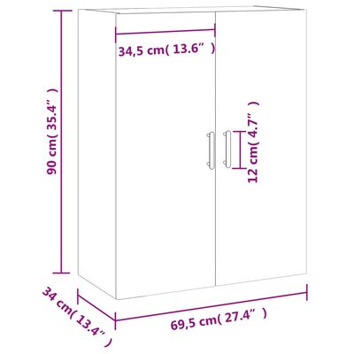 vidaXL Veggskap brun eik 69,5x34x90 cm