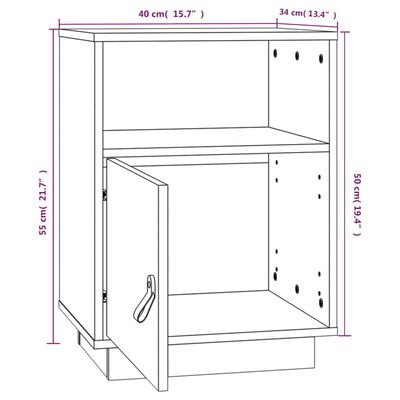 vidaXL Nattbord 2 stk honningbrun 40x34x55 cm heltre furu