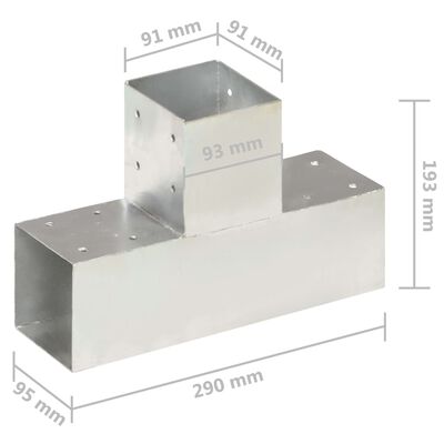 vidaXL Stolpesko 4 stk T-form galvanisert metall 91x91 mm