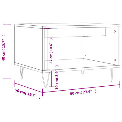 vidaXL Salongbord høyglans hvit 60x50x40 cm konstruert tre