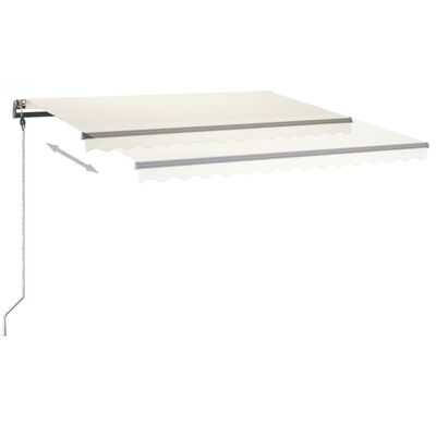 vidaXL Manuell uttrekkbar markise med LED 450x350 cm kremhvit