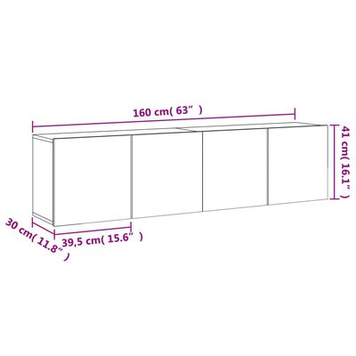 vidaXL Veggmonterte TV-benker 2 stk betonggrå 80x30x41 cm