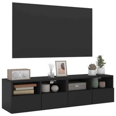 vidaXL Veggmonterte TV-benker 2 stk svart 60x30x30 cm konstruert tre