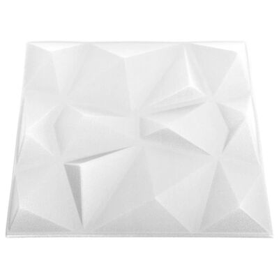vidaXL 3D-veggpaneler 48 stk 50x50 cm diamant hvit 12 m²