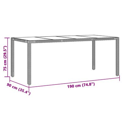 vidaXL Hagebord med glassplate brun 90x90x75 cm polyrotting