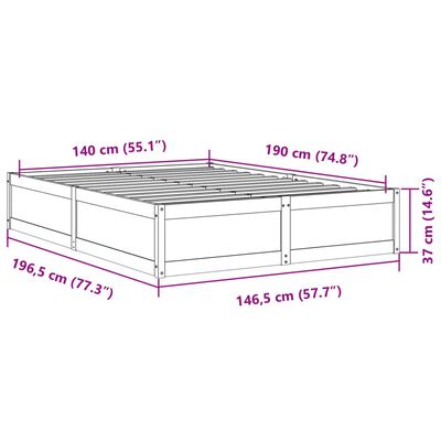 vidaXL Sengeramme 140x190 cm heltre furu