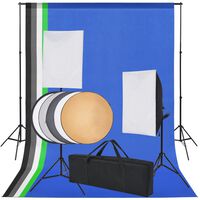 vidaXL Fotostudiosett: 5 fargerike bakgrunner og 2 softbokser