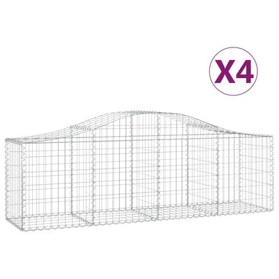 vidaXL Gabionkurver buede 4 stk 200x50x60/80 cm galvanisert jern