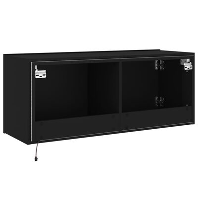 vidaXL Vegghengt TV-benk med LED svart 100x35x41 cm