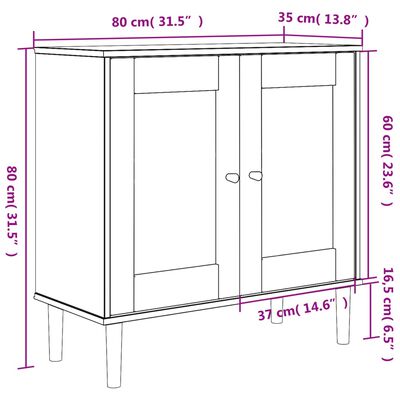 vidaXL Skjenk SENJA rotting utseende svart 80x35x80 cm heltre furu