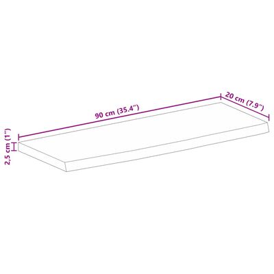 vidaXL Bordplate med naturlig kant 90x20x2,5 cm heltre mango