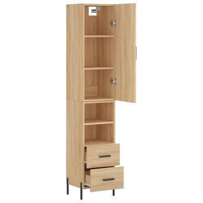 vidaXL Highboard sonoma eik 34,5x34x180 cm konstruert tre