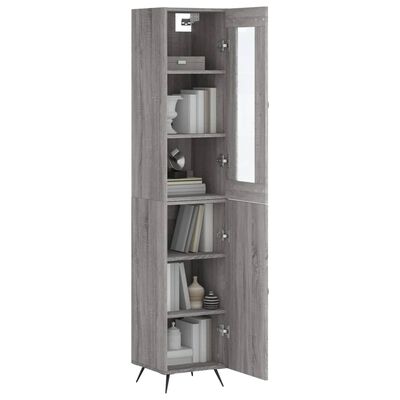 vidaXL Highboard grå sonoma 34,5x34x180 cm konstruert tre