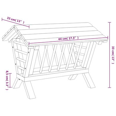 vidaXL Høymater for kanin 44x33x33 cm heltre gran