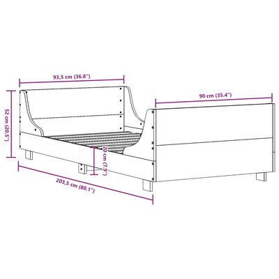 vidaXL Sengeramme uten madrass hvit 90x200 cm heltre furu