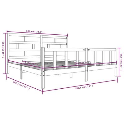 vidaXL Sengeramme heltre furu 180x200 cm Super King