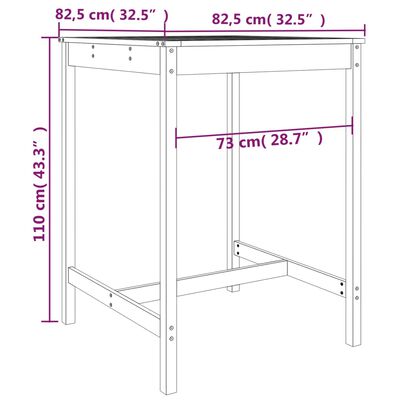 vidaXL Hagebarsett 5 deler svart heltre furu