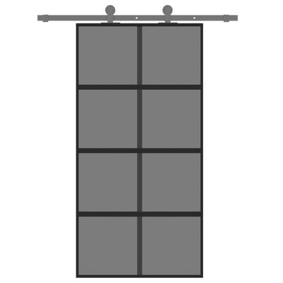 vidaXL Skyvedør svart 102,5x205 cm herdet glass og aluminium