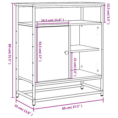 vidaXL Skjenk sonoma eik 69x35x80 cm konstruert tre