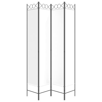 vidaXL Romdeler 4 paneler hvit 160x220 cm stoff