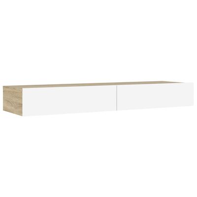 vidaXL TV-benk med LED-lys hvit og sonoma eik 120x35x15,5 cm