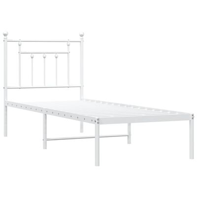 vidaXL Sengeramme i metall uten madrass med hodegavl hvit 75x190 cm