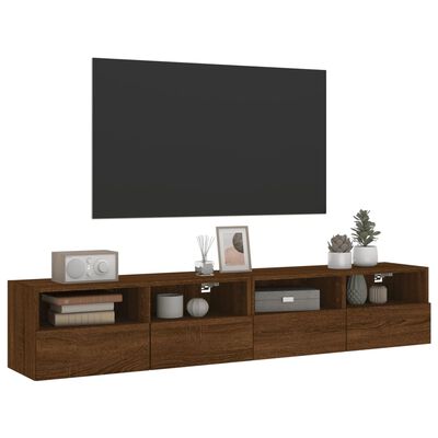 vidaXL Vegghengte TV-benker 2 stk brun eik 80x30x30 cm konstruert tre