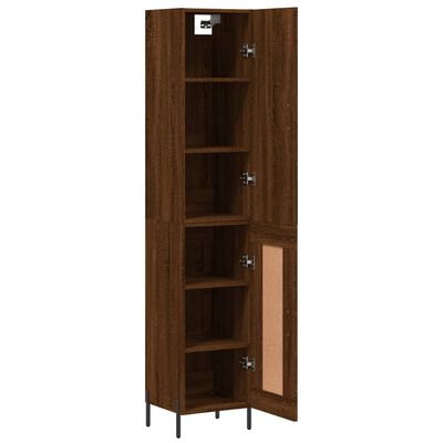 vidaXL Highboard brun eik 34,5x34x180 cm konstruert tre