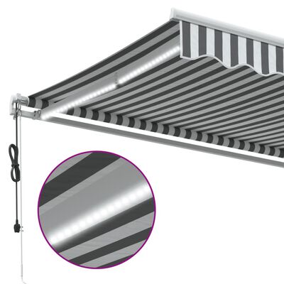 vidaXL Automatisk uttrekkbar markise LED antrasitt og hvit 400x300 cm