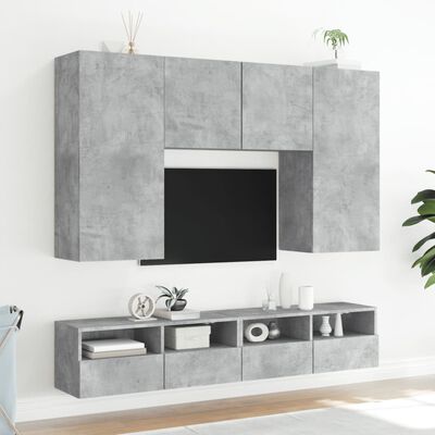 vidaXL Vegghengte TV-benker 2 stk betonggrå 80x30x30 cm konstruert tre