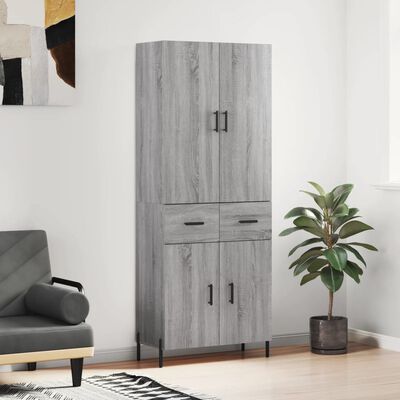 vidaXL Highboard grå sonoma 69,5x34x180 cm konstruert tre