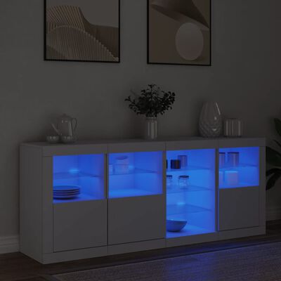 vidaXL Skjenk med LED-lys hvit 164x37x67 cm