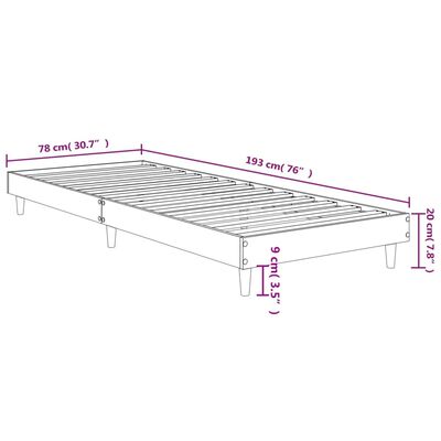 vidaXL Sengeramme uten madrass sonoma eik 75x190 cm konstruert tre