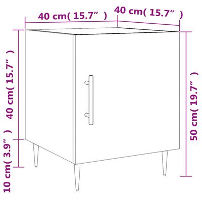 vidaXL Nattbord 2 stk sonoma eik 40x40x50 cm konstruert tre