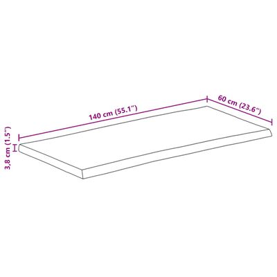 vidaXL Bordplate 140x60x3,8 cm naturlig kant heltre mango