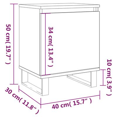 vidaXL Nattbord 2 stk sonoma eik 40x30x50 cm konstruert tre