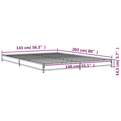 vidaXL Sengeramme brun eik 140x200 cm konstruert tre og metall