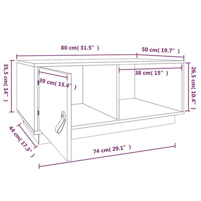 vidaXL Salongbord 80x50x35,5 cm heltre furu