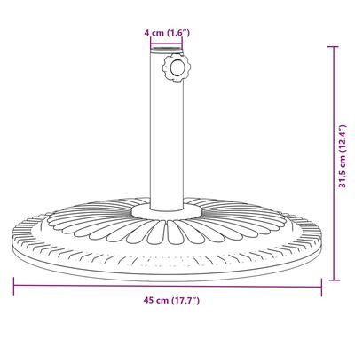 vidaXL Parasollfot for Ø38 / 48 mm stenger 12 kg rund