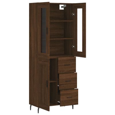 vidaXL Highboard brun eik 69,5x34x180 cm konstruert tre